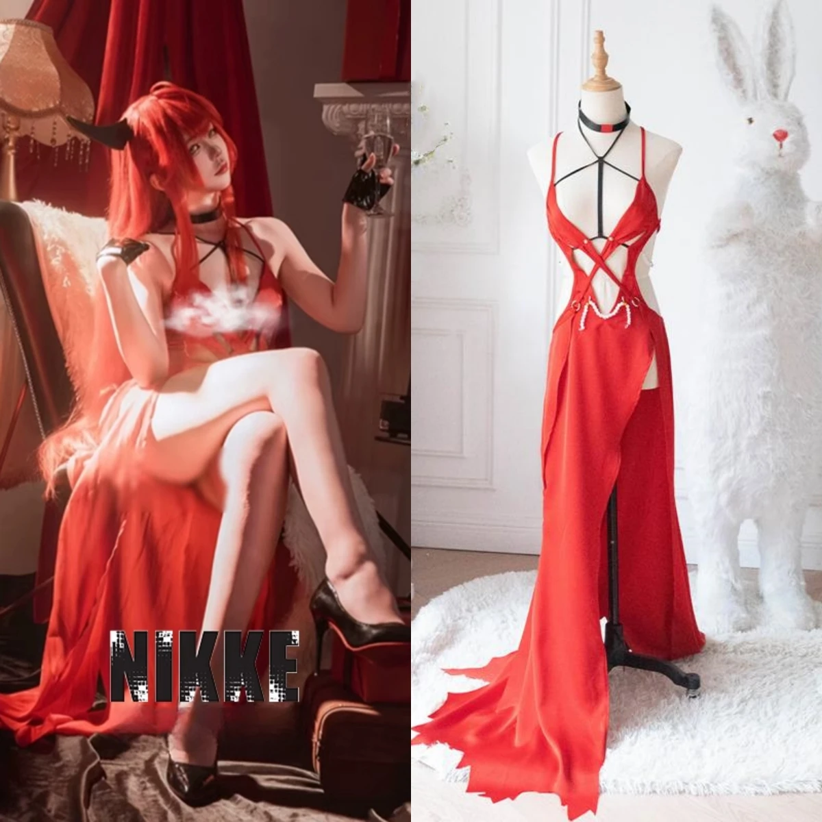 

NIKKE The Goddess of Victory Little Red Riding Hood Cosplay Costume NIKKE Little Red Hood Red Dress Halloween Party Clothing