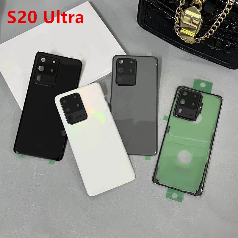 S20Ultra Housing For Samsung Galaxy S20 Ultra SM-G988 Glass Battery Back Cover Repair Replace Door Phone Rear Case + Camera Lens