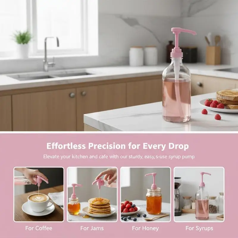 5X Syrup Pump Coffee Syrup Pump Dispenser Syrup Pump Press Action Pump Head For Coffee Syrups For Juice Bottle Dispenser view 5
