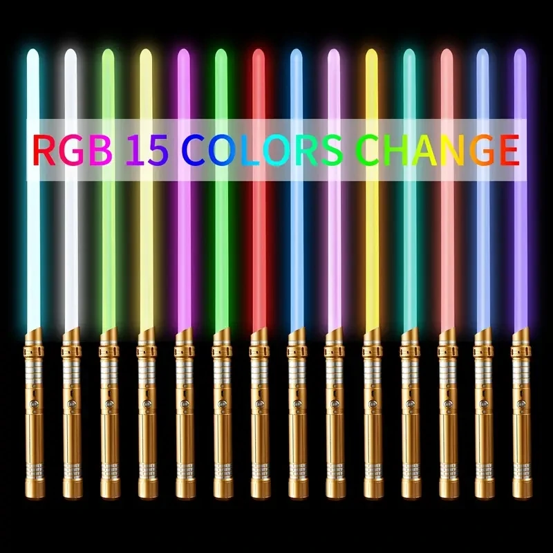 REikirc Lightsaber 17 Pixel 15 Colors Light Effects Light Saber Metal Laser Sword Rechargeable Toys Party Luminous Swords