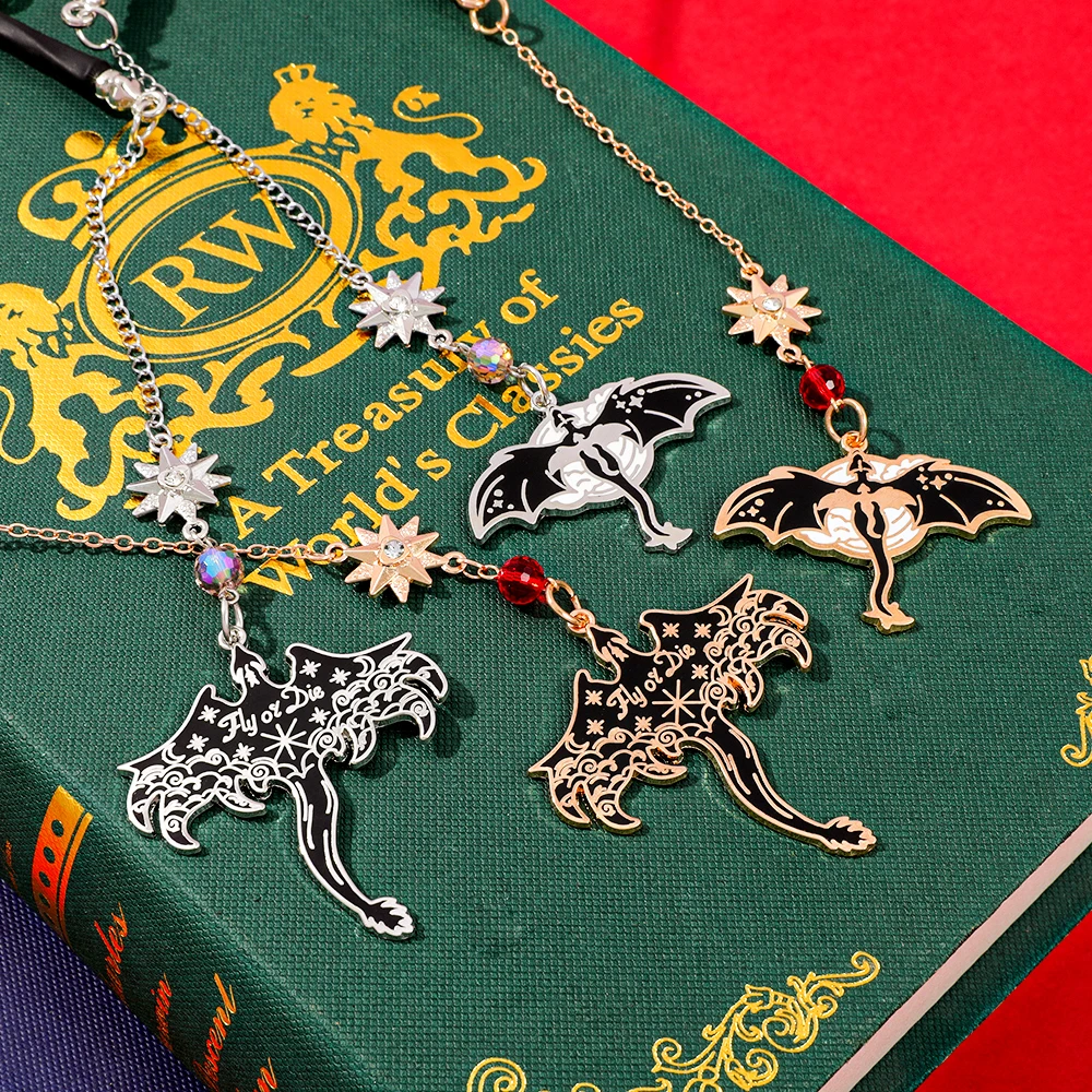 الإبداعية سيف الساموراي القراءة زخرفة المرجعية، الرجعية الفضة/الذهب معدن أربعة مجنح التنين شنقا زخرفة المرجعية.