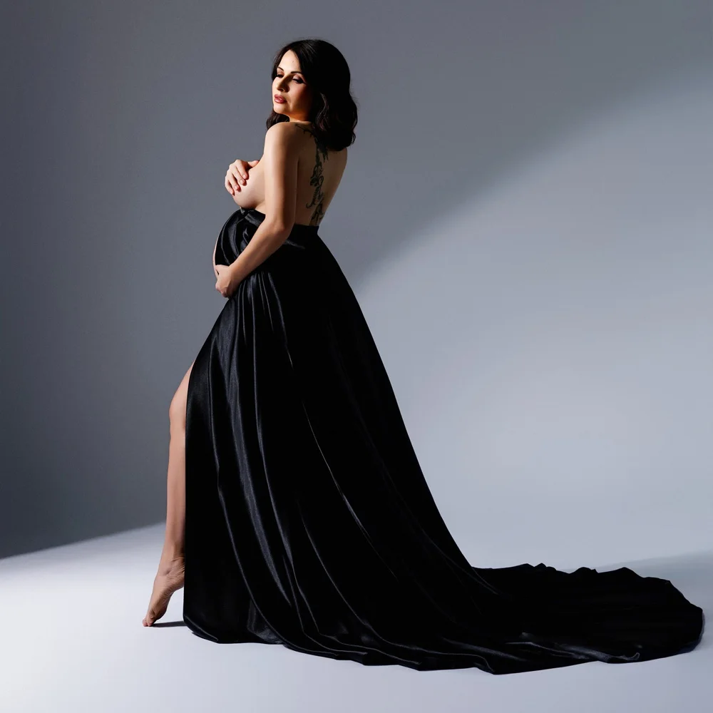 Mutterschaft Fotografie Requisiten Kleid Elegante Satin Fliege Spitze Up Rock Foto-shooting Kleid Für Frauen Fotografie Studio Kleidung