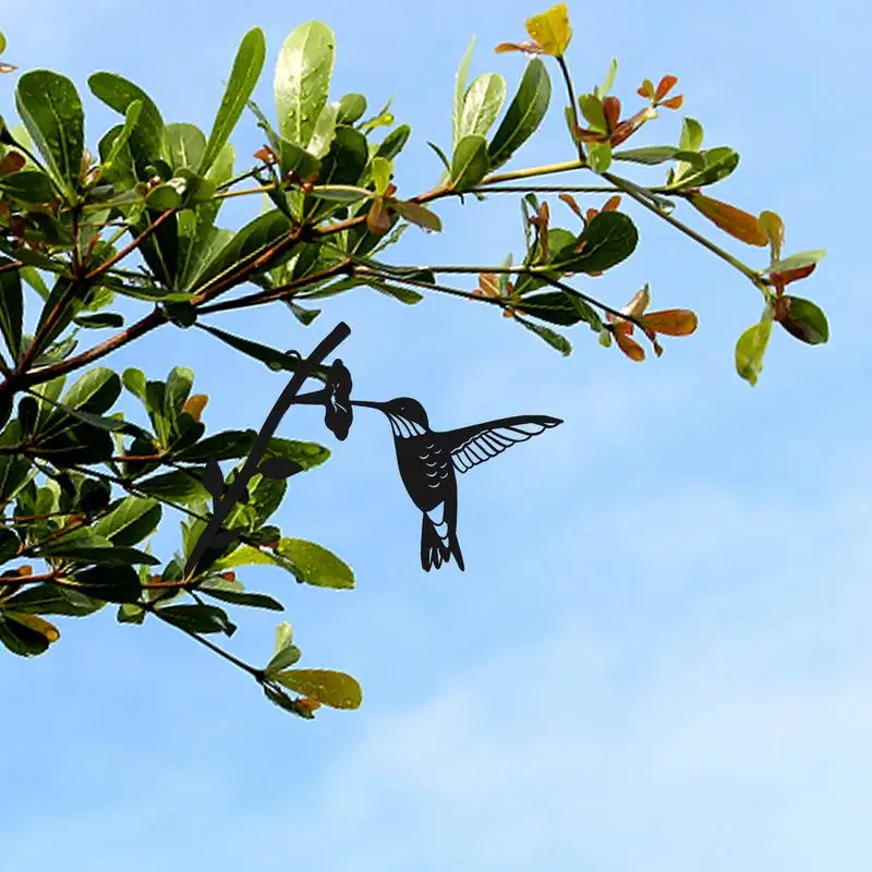 Hummingbird Metal Bird Decoration Black Wrought Iron Bird On Branch Animals Garden Silhouette Hummingbird Silhouette Garden