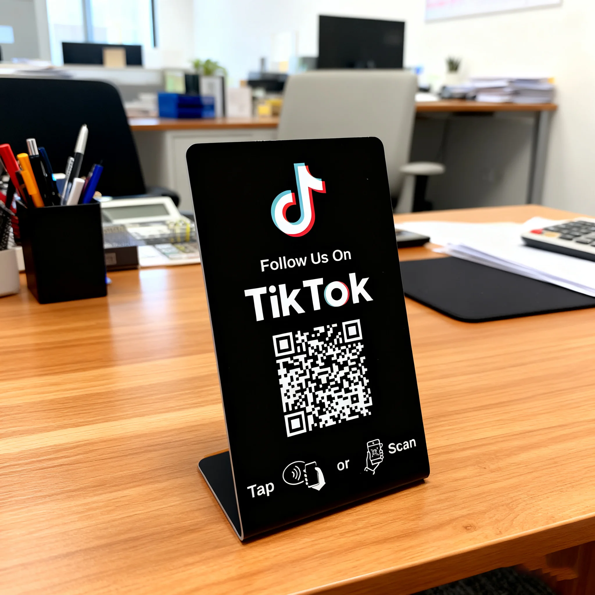 RFID NFC QR-Code Google Review Standdisplay Weiß Schwarz Leeres Muster 13,56 MHz NFC215-Chip 504 Bytes Musterlose soziale Medien