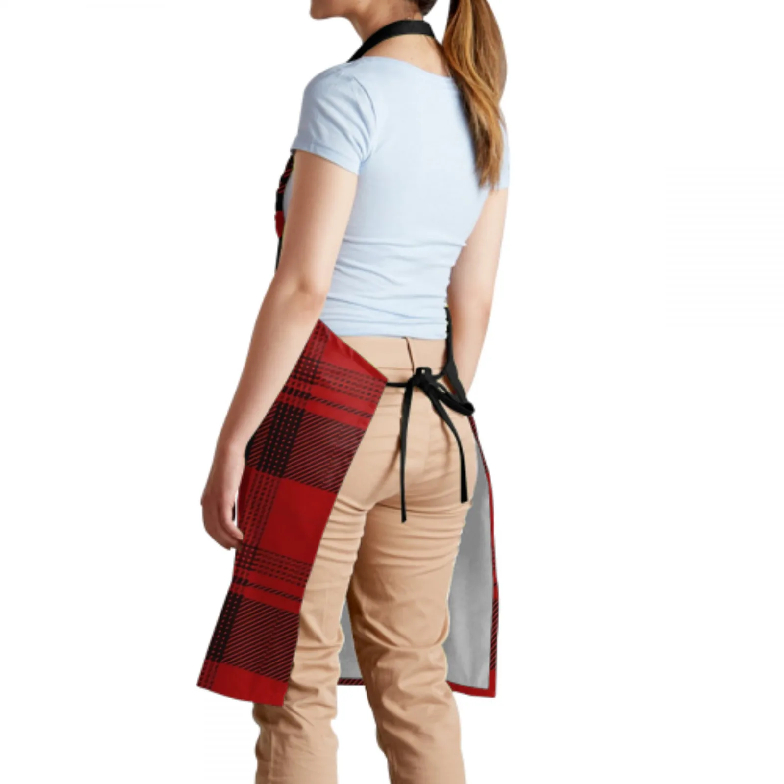 Red Plaid Apron for Women Men Waterproof Dirt Proof Adjustable Aprons Oil Isolation Kitchens Restaurants Garden Workplaces