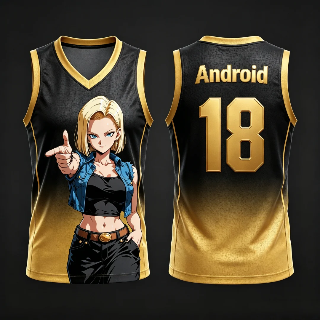 Dragon Ball Android 18 Basketball-Trikot für Damen, 3D-Druck, Sportweste, Weiß, Rosa, Anime, Streetwear, Tank-Top, passende Familien-Outfits – Detail 10