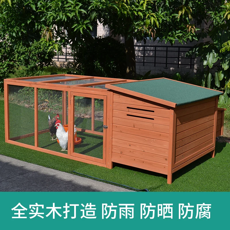 Rabbit Wood Hutch Cage Outdoor Animal Pet Cages Large Running Chicken Hen House Coop Walk-in Ferret Poultry Enclosure Hutch