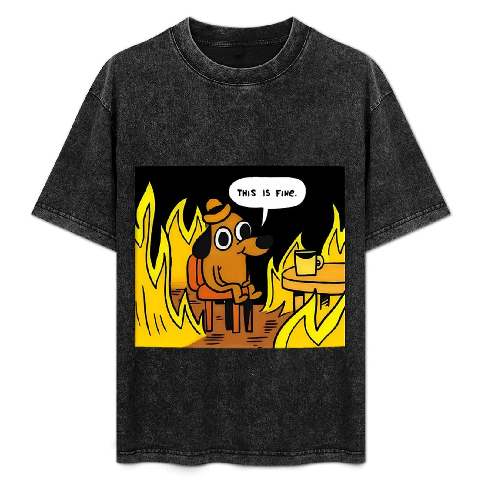 

This is fine T-Shirt summer 2025 hippie clothes tops graphics fruit of the loom mens t shirts