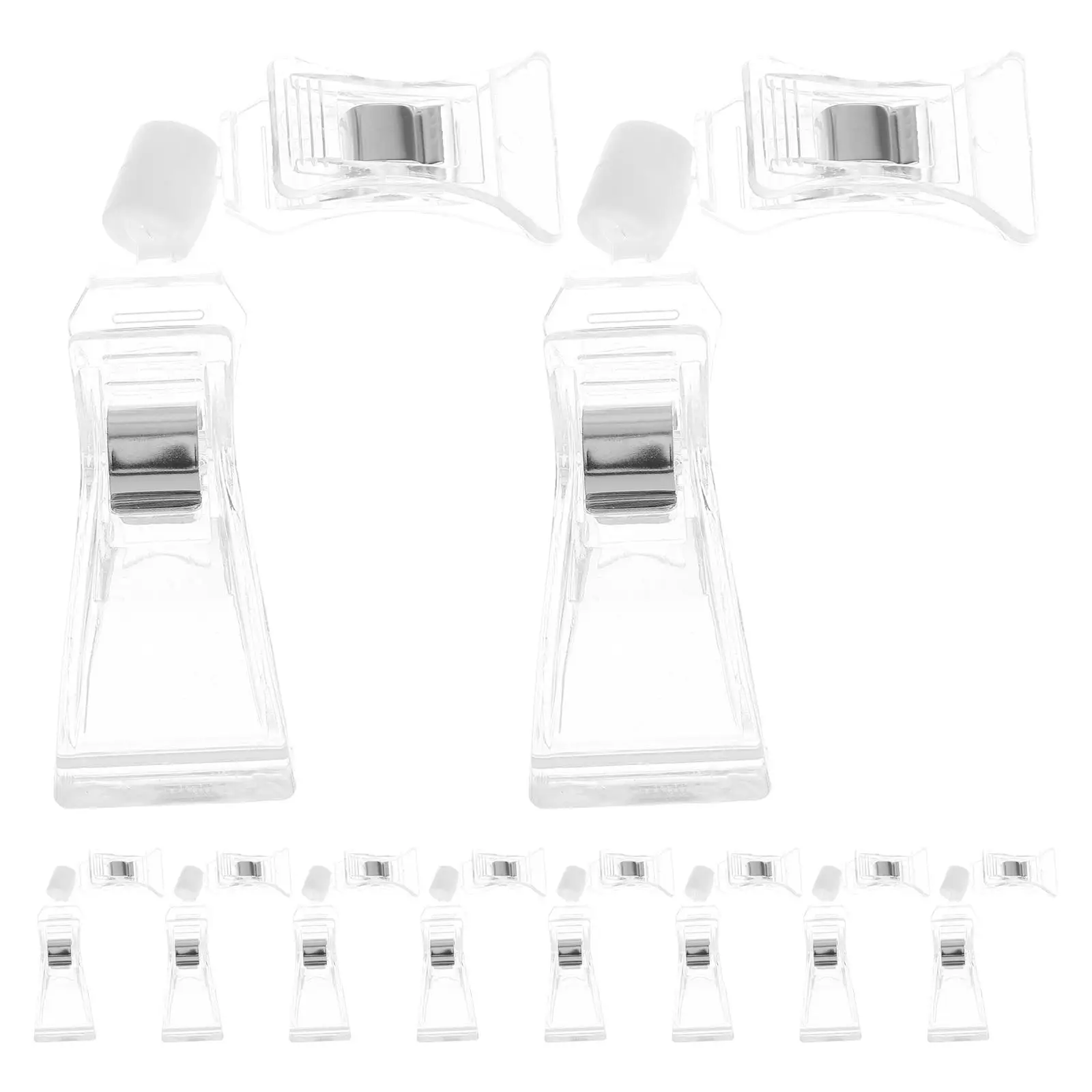 

10 шт. вращающийся универсальный зажим, прозрачный пластиковый держатель для именной бирки, полки, дисплей, работа, долговечный материал, розничная торговля в супермаркете