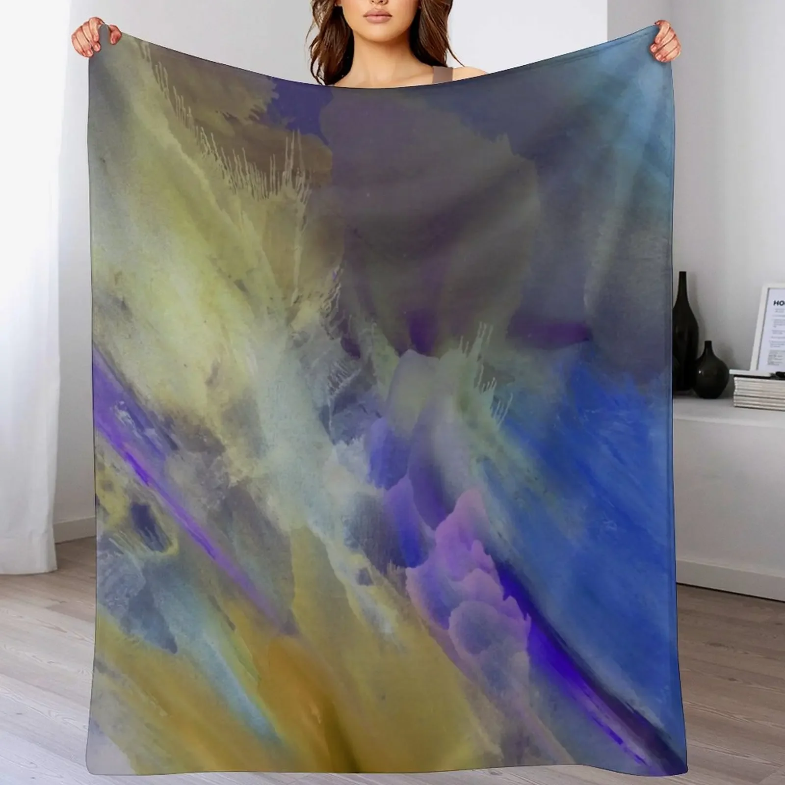 

Parisian Garden In The Rain Abstract Watercolor Painting Throw Blanket Personalized Gift Winter beds Vintage bed plaid Blankets