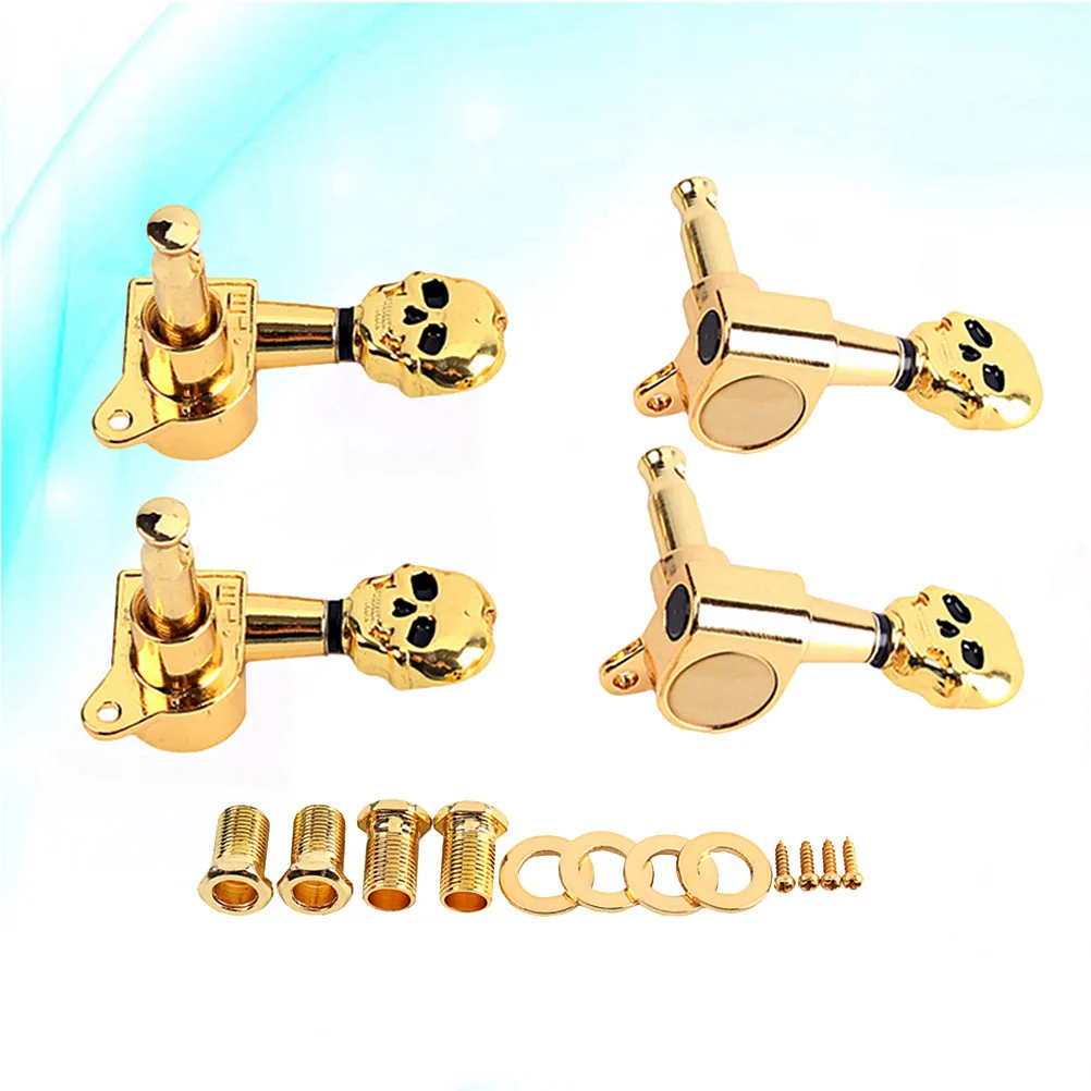 

1Set Skull Shape Vintage Style Guitar Machine Heads 2R2L High Grade Ukulele Tuning Pegs Strong Metal Body Ukulele Tuning Pegs