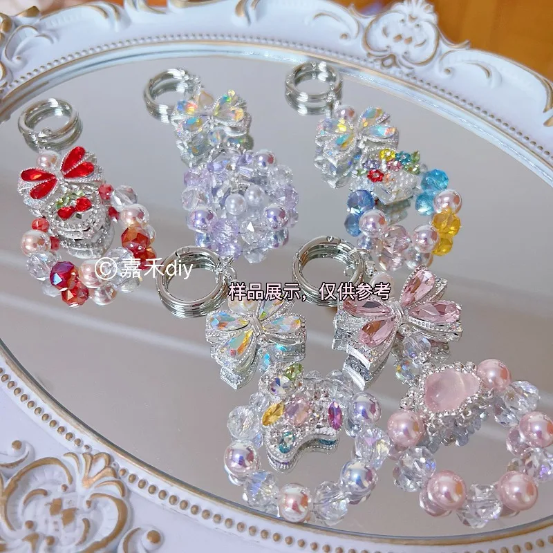 New Bear Bow Multi-pass Heavy Industry Light Luxury DIY Mobile Phone Chain Accessories Loose Bead Material Can Be Over Pen