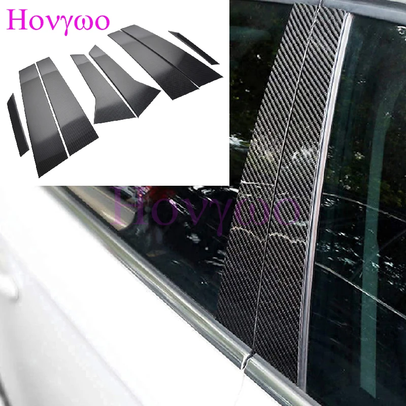 

6Pcs Car Pillar Posts Real Carbon Fiber Window Door Moulding Trims Cover for Porsche Macan 2014-2022 Auto Exterior Accessories