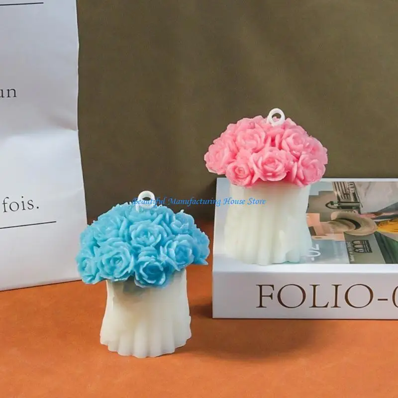 E56A Stampi in silicone Stampi per realizzare candele Stampi artigianali in silicone Forma fiore Stampi per ornamenti fatti a