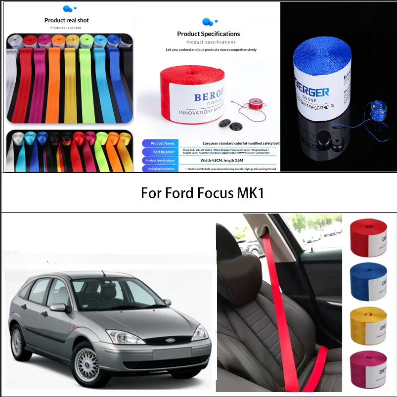 

For Ford Focus MK1 Car Seat Belt Seatbelt Webbing Lap Retractable Safety Strap 48MM