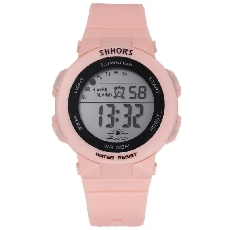 

Shhors Women Watch Fashion Sport Led Digital Watches Pink Silicone Band Waterproof Sport Watches Zegarek Elektroniczny Damski