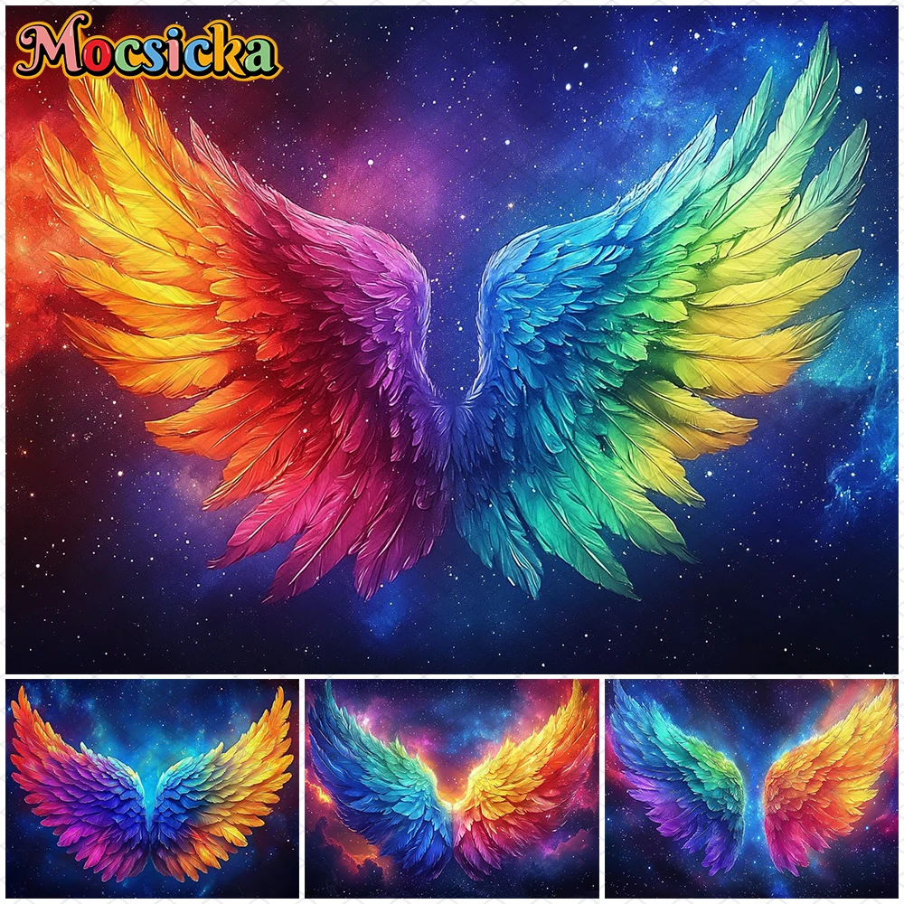 

Mocsicka Colorful Wings Photo Backdrops Vast Starry Sky Picture Decors Birthday Party Photography Background Studio Banner Props