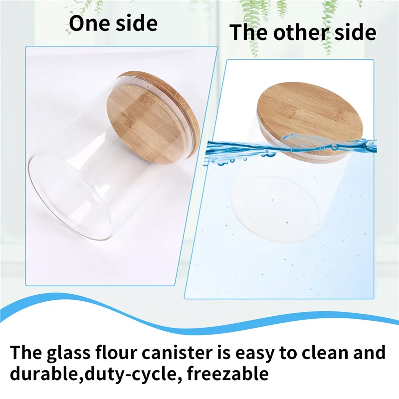 

-A12R Glass Food Storage Containers With Lids Large Glass Food Storage Jars For Coffee Bar Tea Sugar (27 FL OZ)