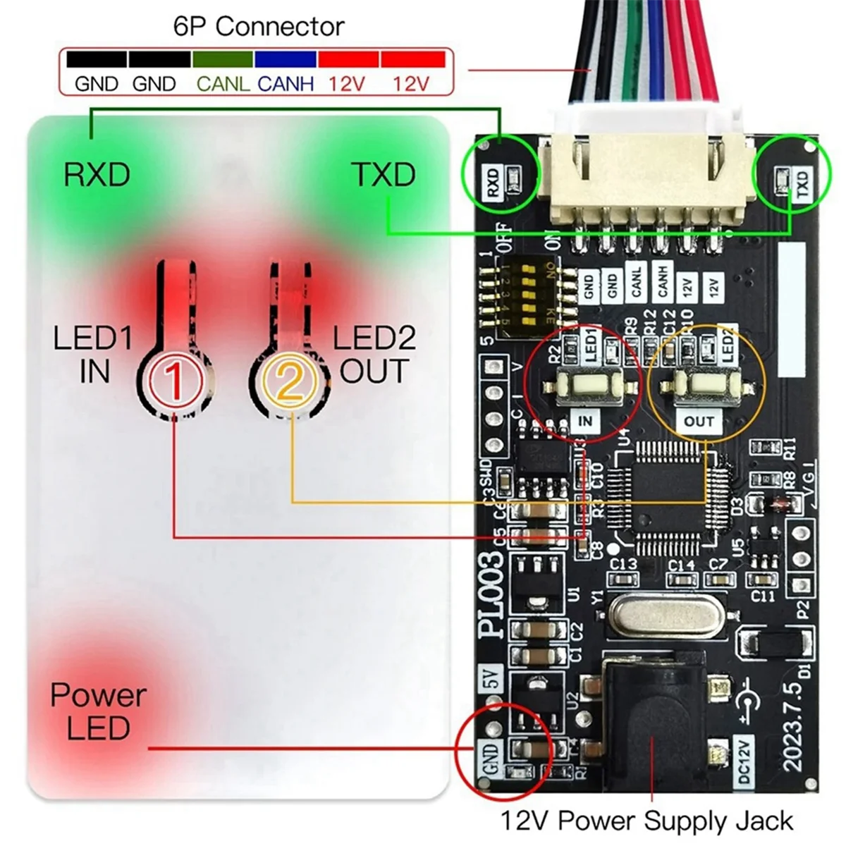 CAN BUS Data Logger for All Car CAN BUS Module Data Transceiver Automotive Diagnostic Tool for EPS/IP/HM