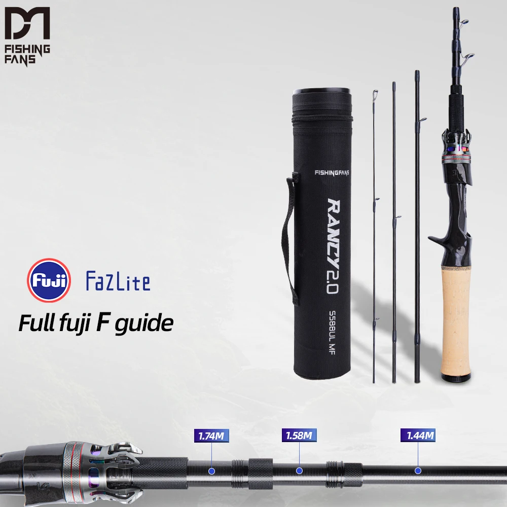 FISHINGFANS RANCY Teleskopische Angelrute mit FUJI FAZLTE Führungsringen, 1-7G UL Ultraleicht, AA Guide, Reise-Angelrute mit PVC-Schlauch