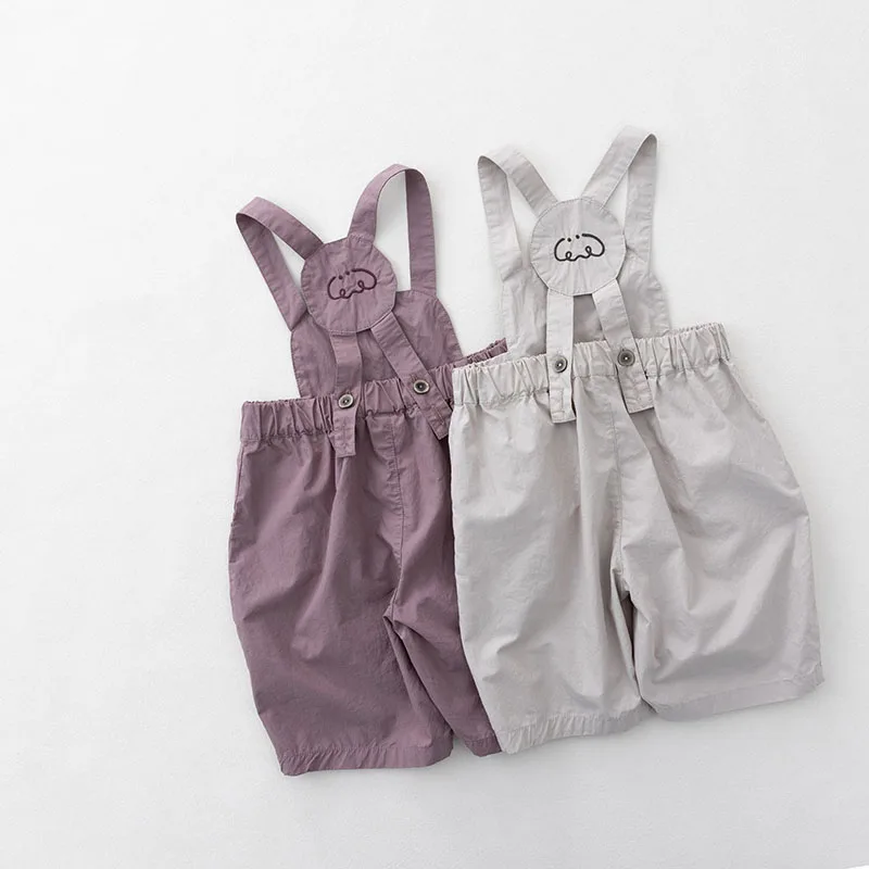 FINEPAT Summer Kids Overall  Solid Color Letter Girls Harem Pants Loose Thin Korean Ventilate Children Casual Pants 1-6T
