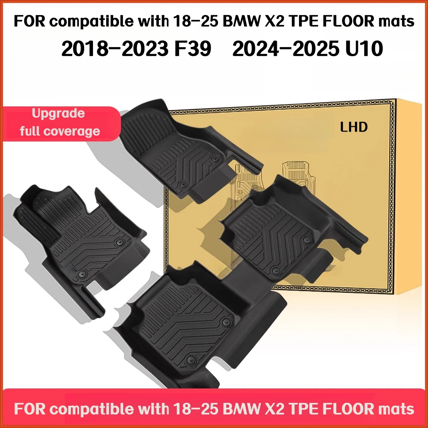 TPE Floor Mats Compatible with For BMW-X2 F39/U10 2018-2025 LHD Full Coverage Waterproof Surround Threshold Accessories