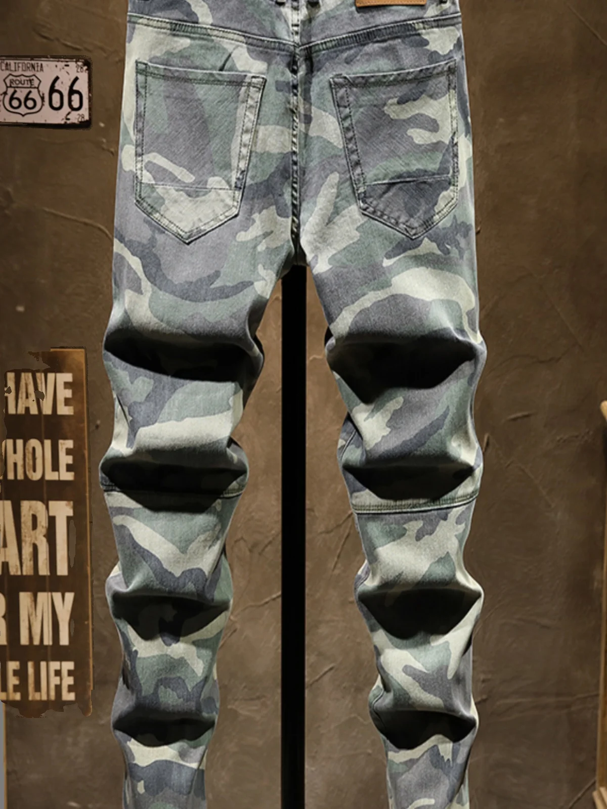 

Men's Camouflage Jeans Casual Slim Fit Workwear Small Straight Leg Spring Autumn Wear Resistant Cotton Stretch Denim