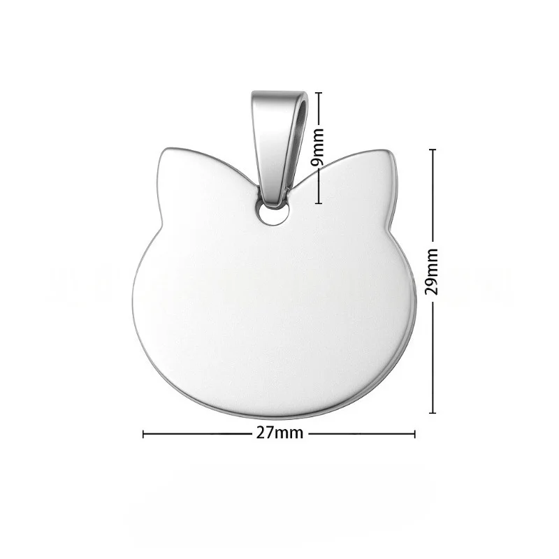 Blank 20PCS Stainless Steel Pet Dog Tags Cat Face Puppy Pendant Customized Engraved Name Address Accessories Decoration for Cats