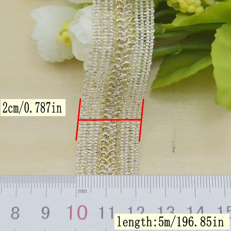 5Meters/16.4Ft Each Pack New Lace with Clothing Accessories DIY Handicrafts Wedding Dress Lace Trim Stitch Gold and Silver Lace
