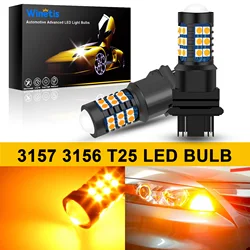 Winetis 2X T25 Wedge 3156 3157 LED Bulbs Amber Yellow Turn Signal Lights Bulbs 3157A 3457NA 4157NAK 5702AK Super Bright 3156A