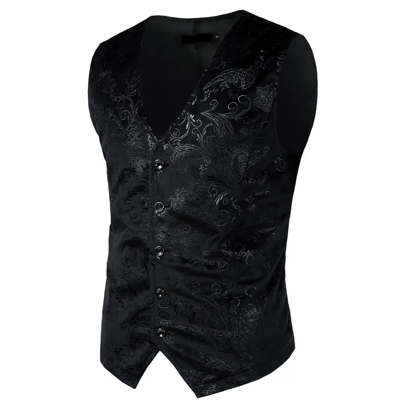 Paisley Flower Steampunk Suit Vest Men 2022 Classic V Neck Slim Fit Single Breasted Flannel Waistcoat Mens Marriage Gilet Homme