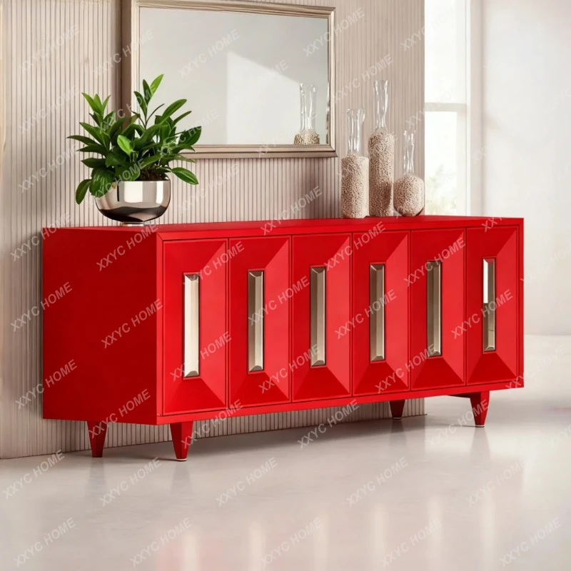 LX light luxury paint dining side cabinet solid wood retro decorative cabinet modern simplicity