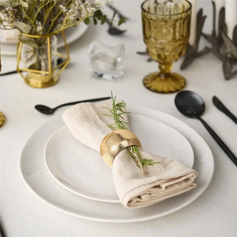 B62B 24Pcs Gold Napkin Rings Metal Napkin Holders for Cloth Napkins Wedding Table Decoration Durable