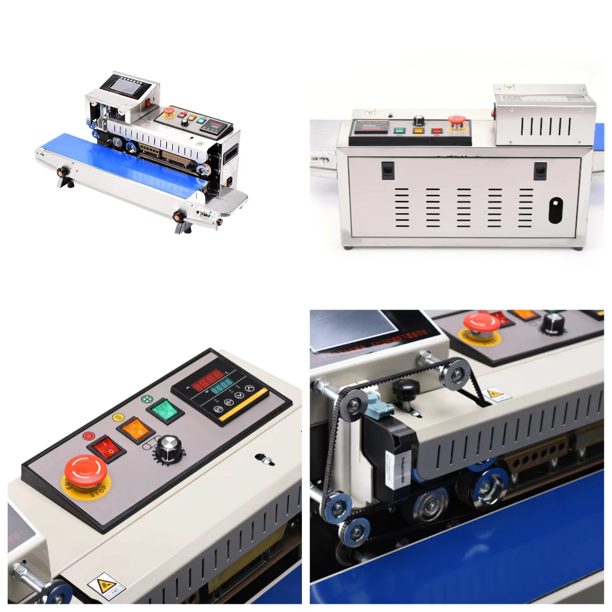 STLHorizontal Table Type Sealing Machine continuous Band Sealer with Inkjet Printer Machine Plastic Bag Sealer Film Machine