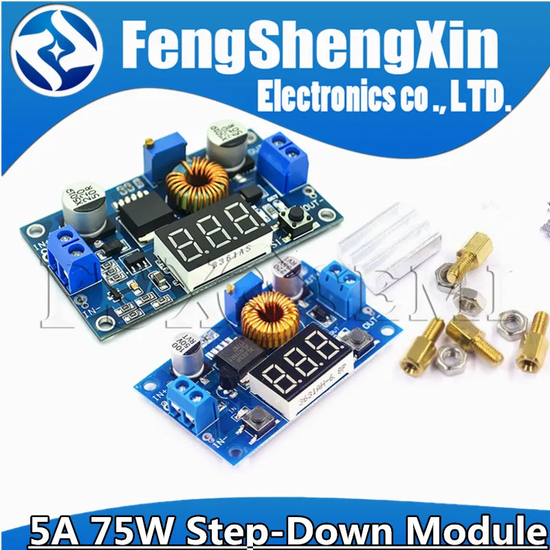 5A 75W XL4015 DC-DC Converter Adjustable Step-Down Module  4.0-38V to 1.25V-36V DIY Adjustable Power With digital display table