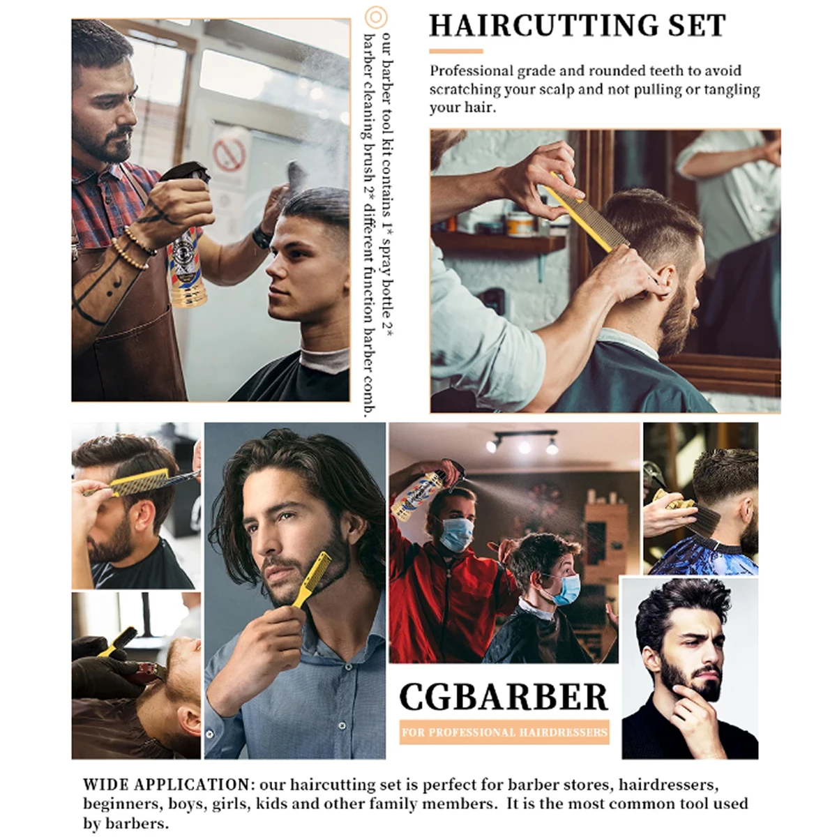 5pcs Barbershop Hair Cutting Tools Set Barber Spray Bottles Combs Face Neck Cleaning Brush Pro Salon Hairdresser Tools Supplies