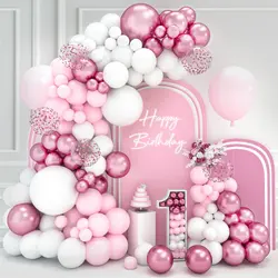 Pink White Balloon Garland Arch Kit Wedding Birthday Party Decorarion Kids Girl Baby Shower Party Supplies Confetti Latex Ballon