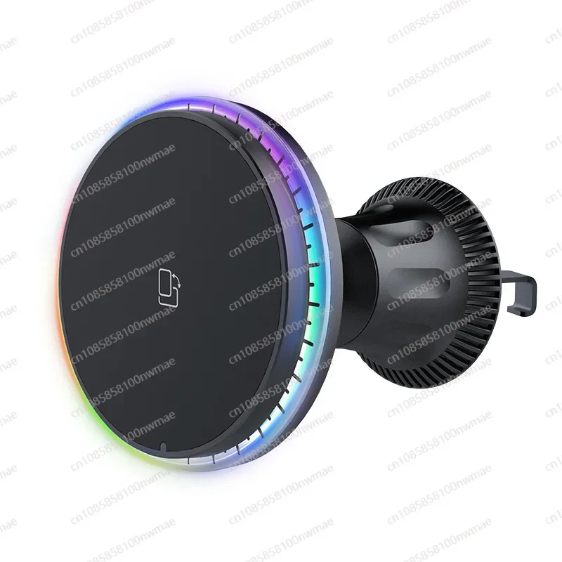 Magnetic Car Wireless Charger, Suitable for A-pple Mobile Phone 15W Fast Charging Bracket, Monochrome Blue Light, Marquee