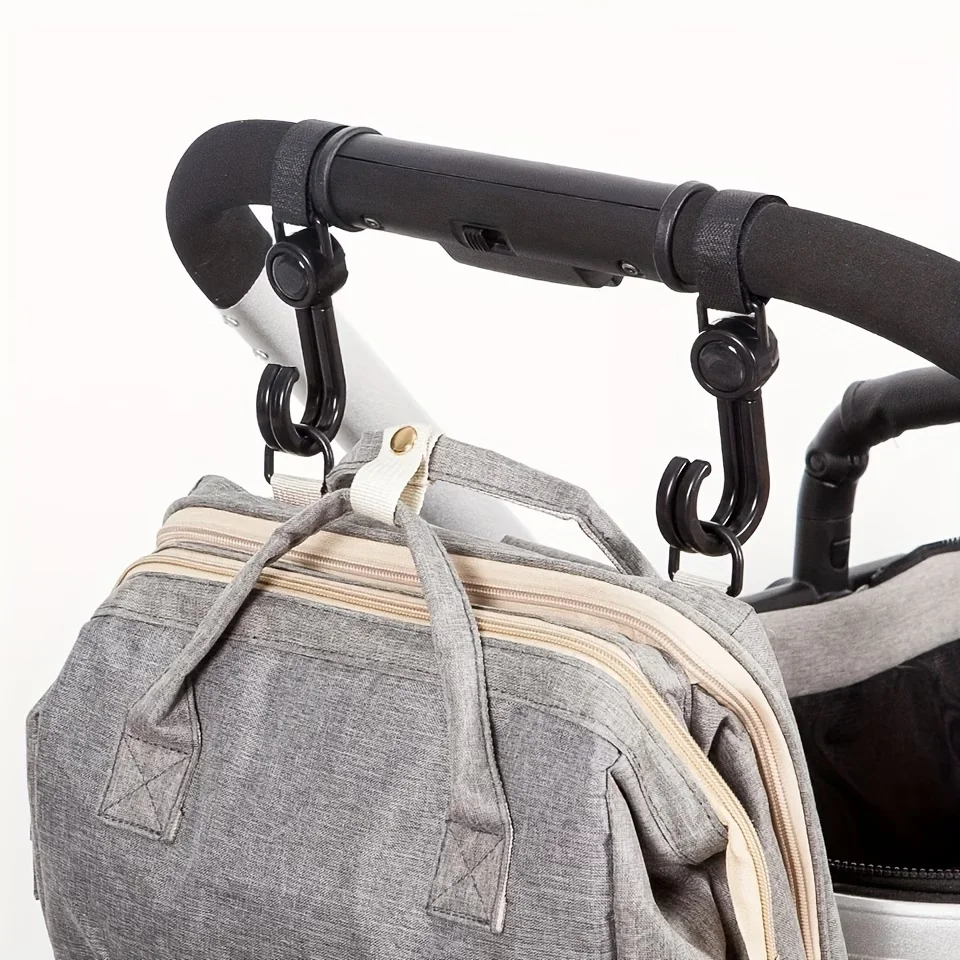 Double Hook Load-Bearing Sturdy and Durable 360 Degree Rotating Adjustable Hook and Loop Fasteners Baby Stroller Accessories