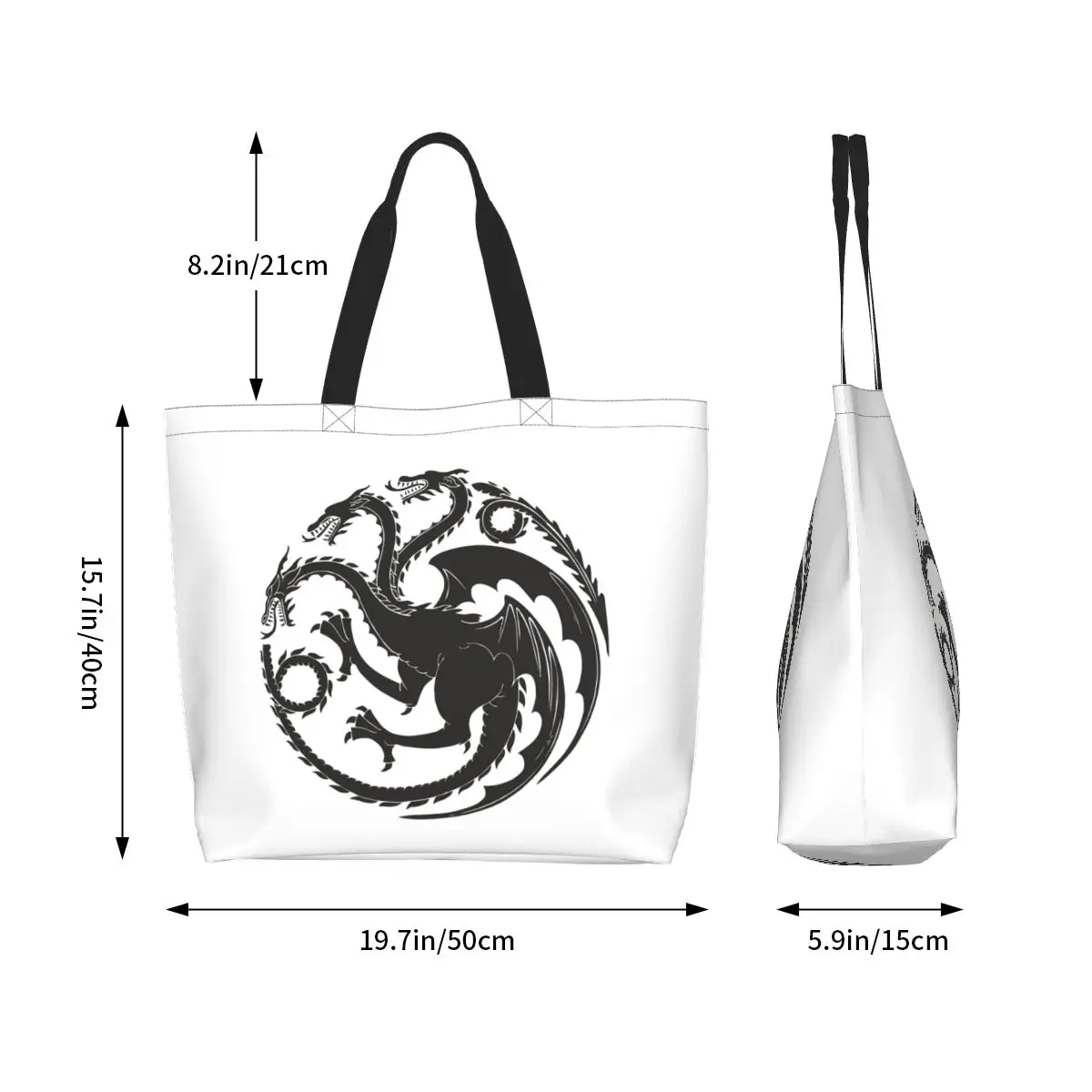 Game Of Thrones House Targaryen Shopping Tote Bag Canvas Large Capacity Shoulder Bags Shopper Grocery Handbag for Women
