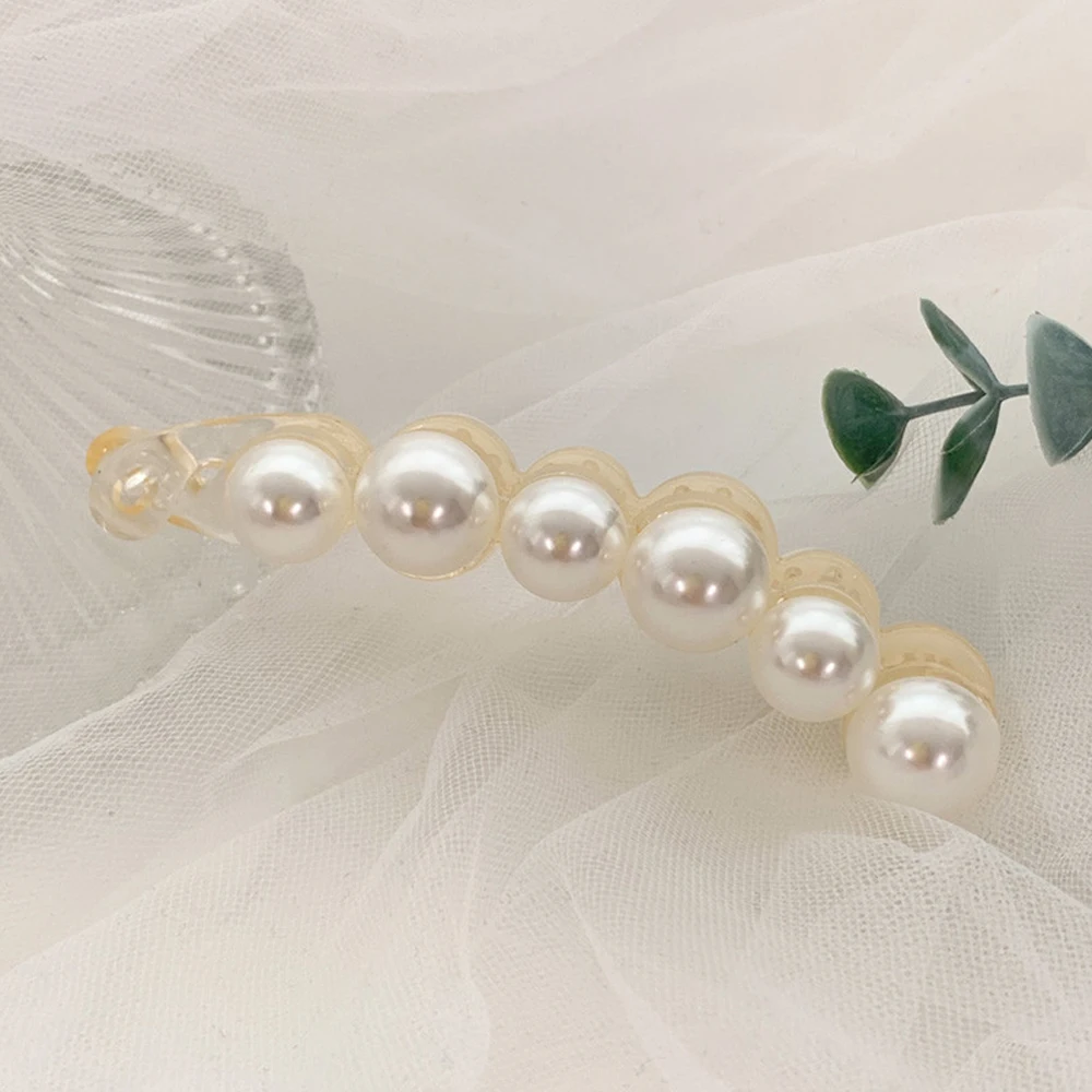 

Headwear New Plastic Girls Geometric Women Banana Hair Clips Pearl Barrettes Hair Crabs Hair Claws