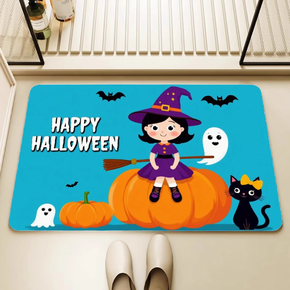 VIKAMA هالوين دياتوميت الحصير الكرتون شبح مهرجان اليقطين الزخرفية ماصة للماء سجادة ضد الإنزلاق دخول لينة القدم حصيرة #1