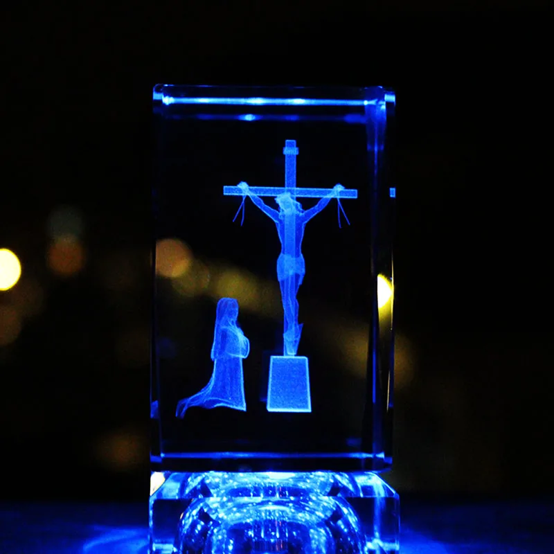 5A+ best gift Christian Keepsake Jesus Christ On Cross  the crucifixion Christ on cross Religious Figurine 3D Crystal statue
