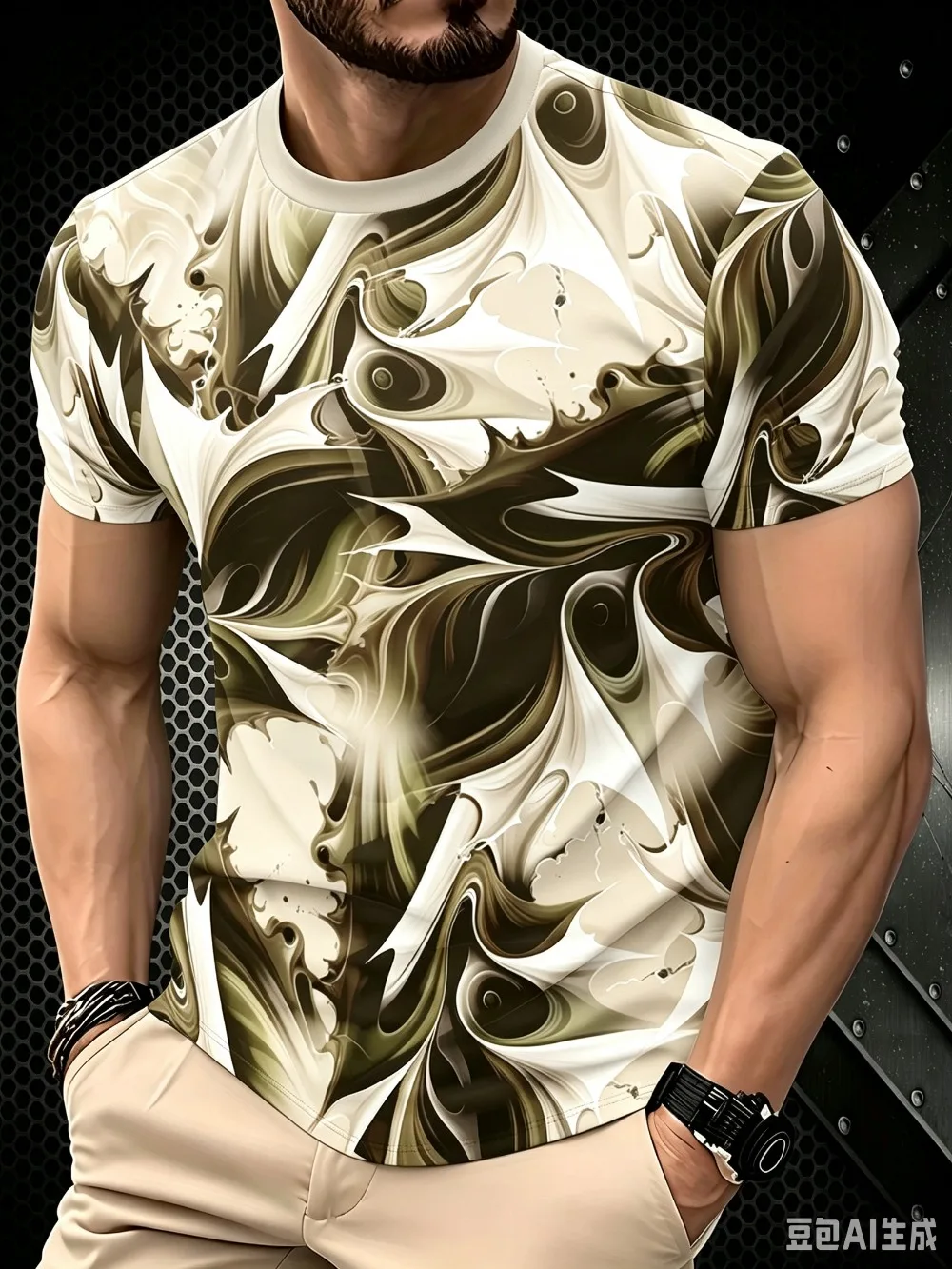 Abstract Liquid Marble Texture 3D Print T‑Shirt Chaotic Swirl Fluid Art Tee Hip‑Hop Street Fashion Casual Short Sleeve Tops Men