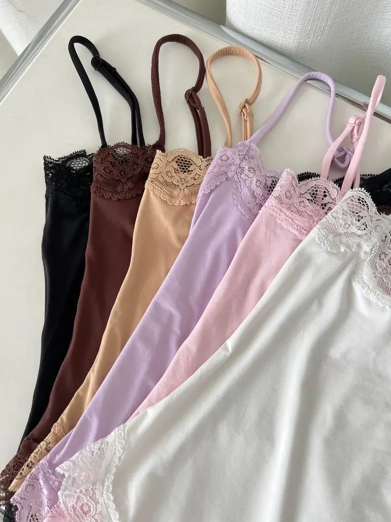 Combishort Slim en dentelle pour femme, haute élasticité, sangle réglable, body Slim, couleur unie, mode Streetwear, hauts une pièce lisses