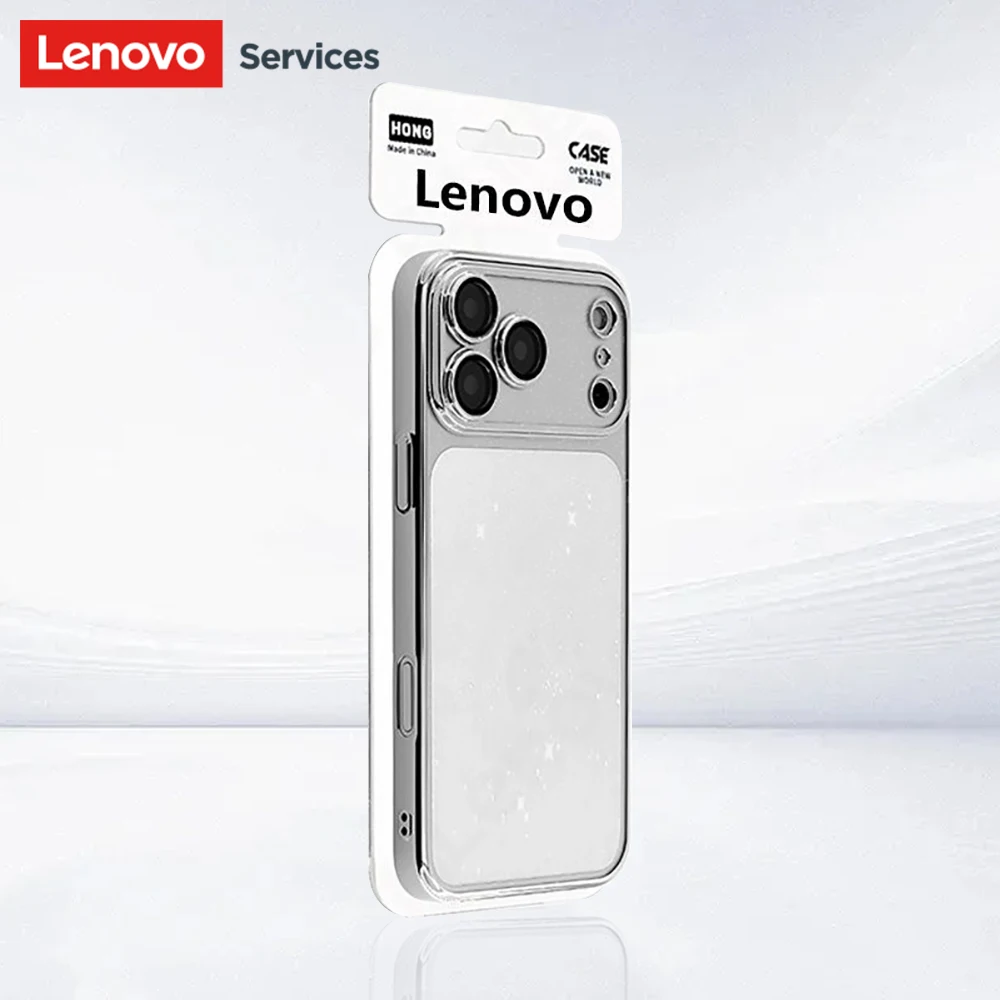 Lenovo – coque de téléphone en Silicone souple, Ultra fine, à paillettes claires, pour iPhone 17 Air 16 15 14 Pro Max, transparente, brillante, couleur unie