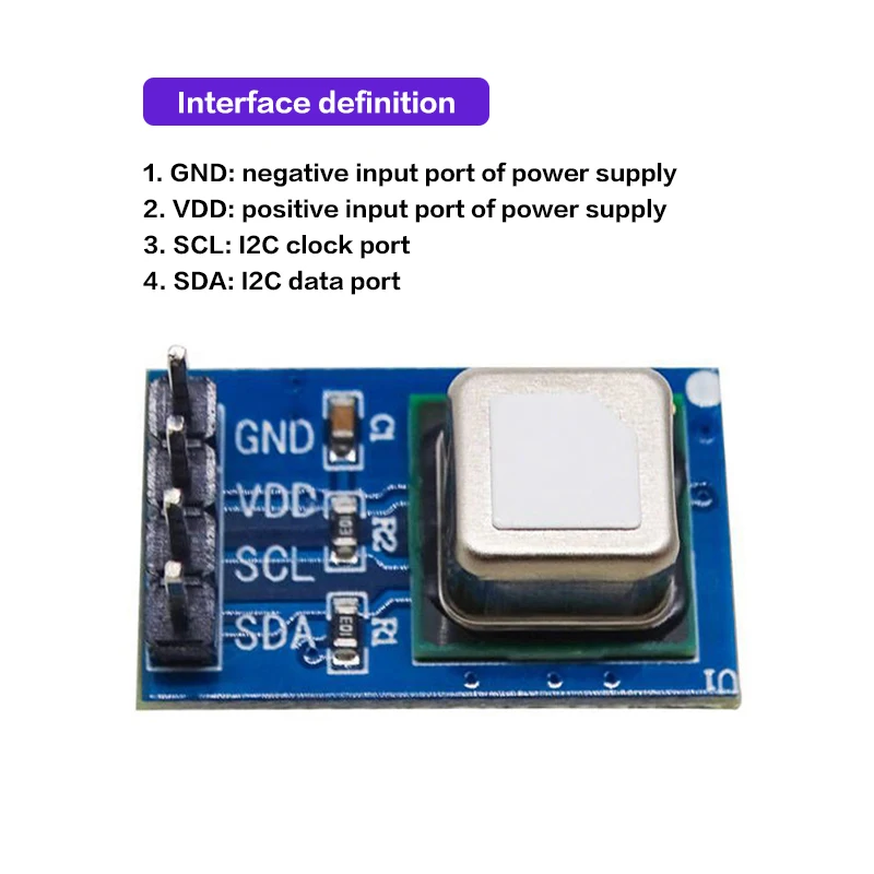 SCD40 SCD41 Módulo Sensor de Gás Dióxido de Carbono, Detecta Temperatura, Umidade em Um, Comunicação I2C, CO2