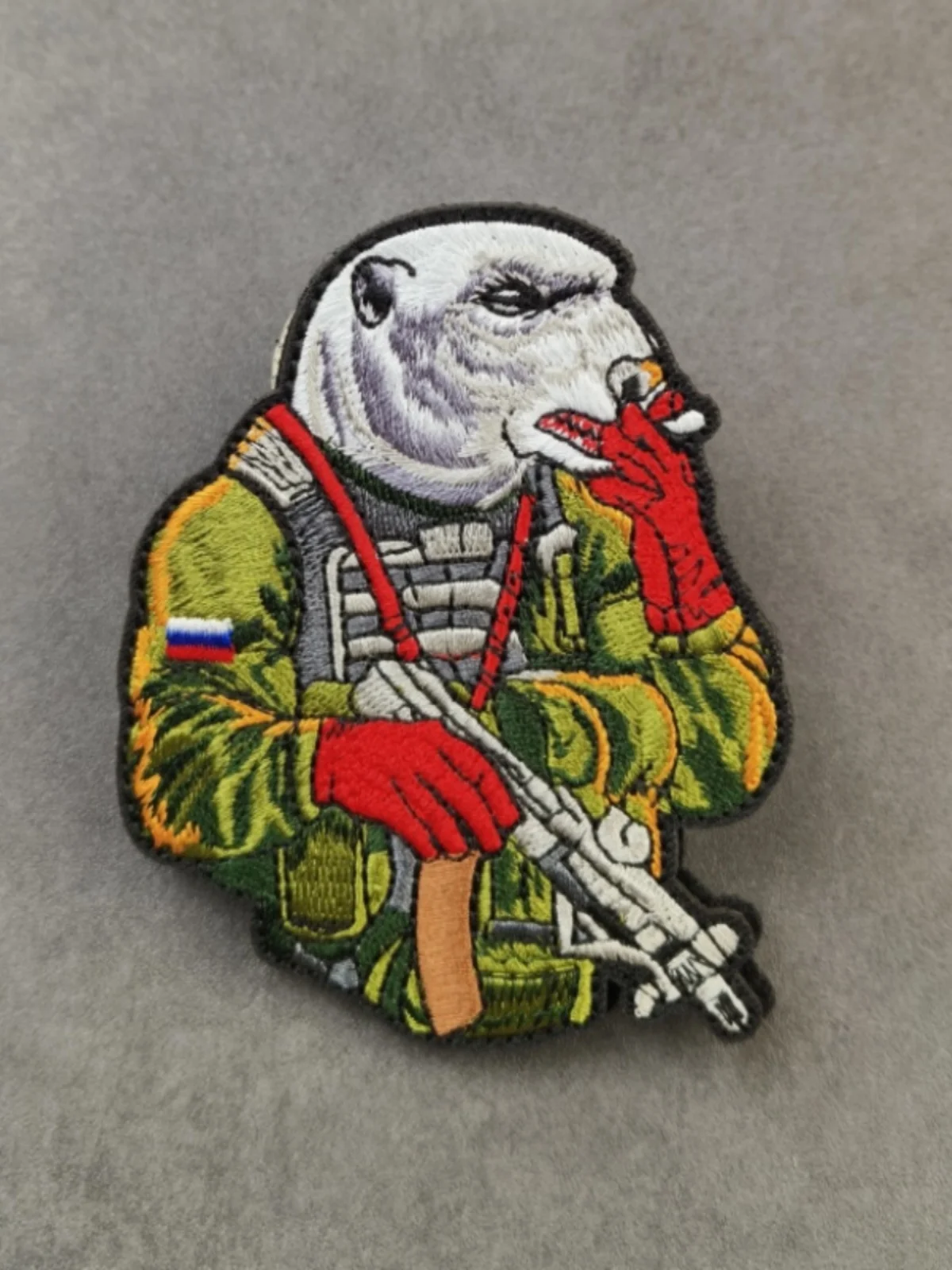 Russian Bear Red Gloves Embroidery Patch Camouflage Weapons Outdoor Bag Vest Helmet Paste Tactical Badge DIY Decoration