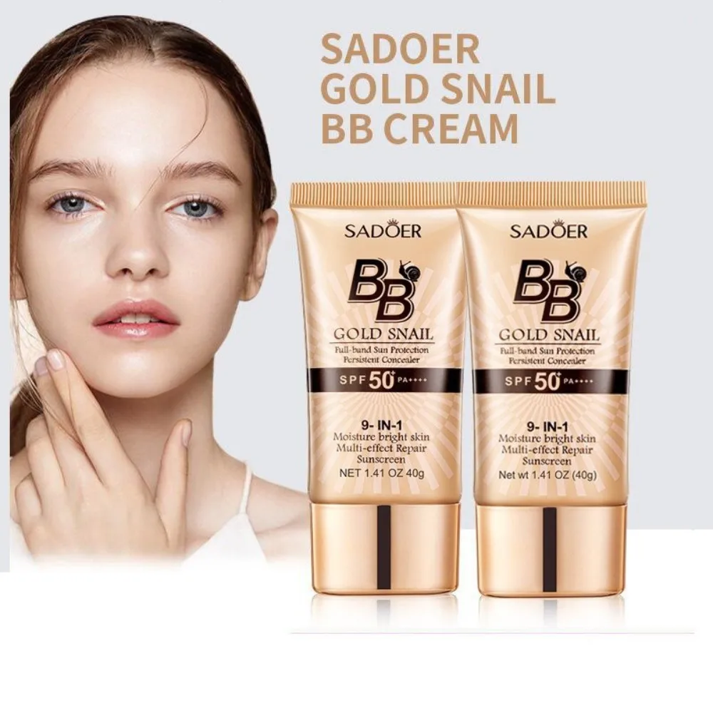 SADOER Gold Snail BB Cream Sunscreen Concealer Foundation Moisturizing Cream Daily Skin Care Sun Protection Isolation 40g 2026