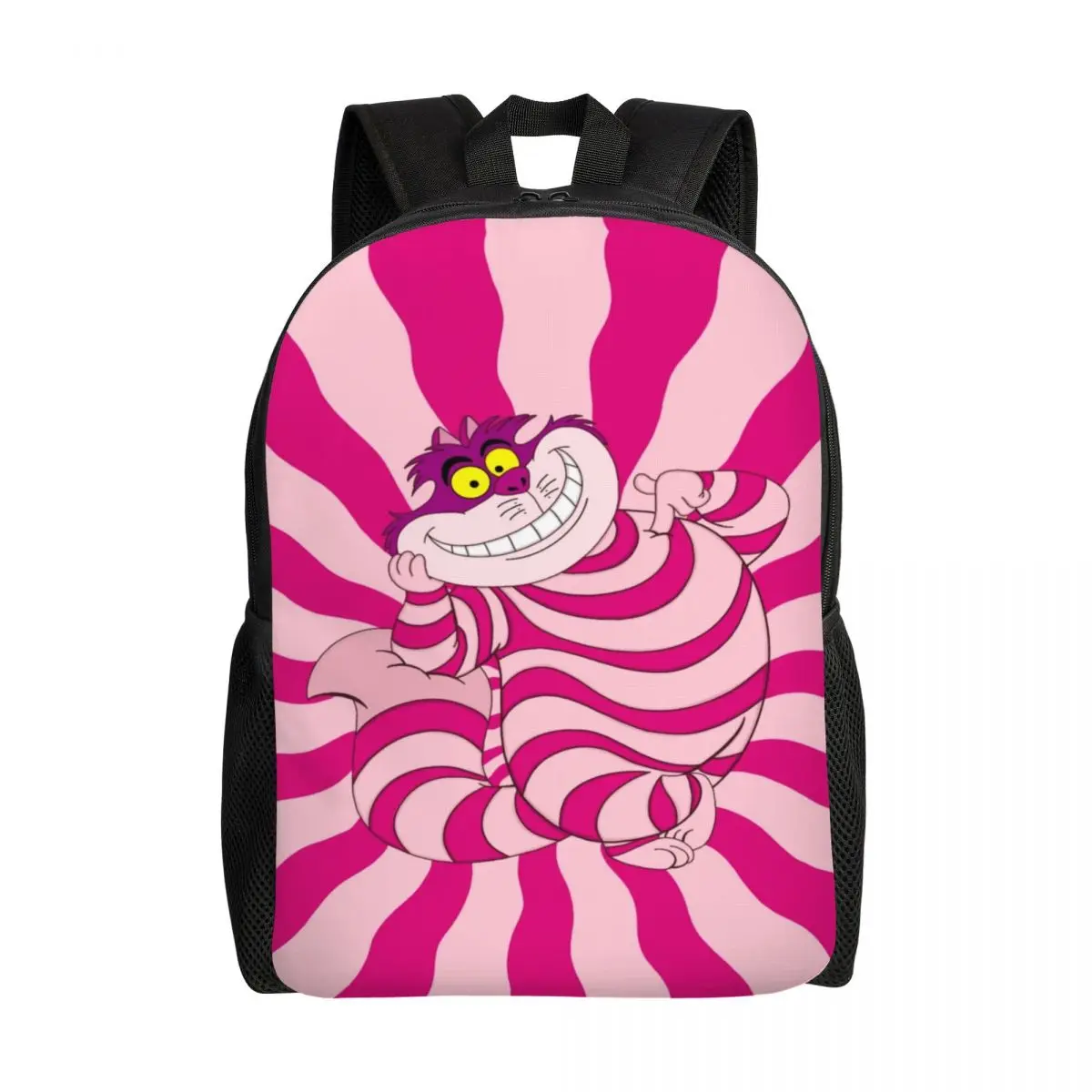 Custom Trippy Striped Cat Backpacks Women Men Casual Bookbag for College School Cheshire Cat Cartoon Bags